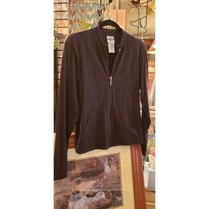 Ladies Black Stretch Zippered Athletic Jacket size large